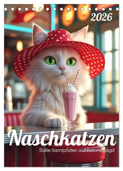 Naschkatzen - Süße Samtpfoten auf Kalorienjagd (Tischkalender 2026 DIN A5 hoch) CALVENDO Monatskalender