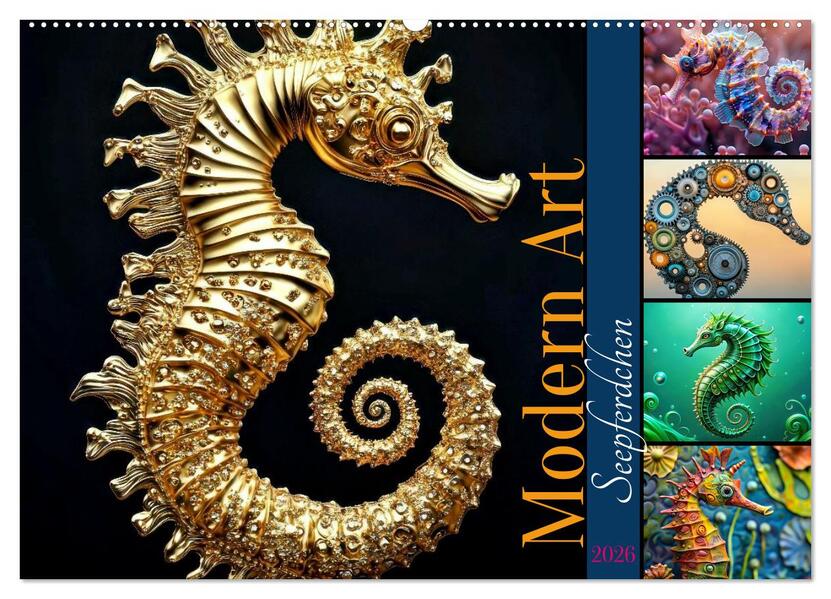 Seepferdchen - Modern Art (Wandkalender 2026 DIN A2 quer) CALVENDO Monatskalender