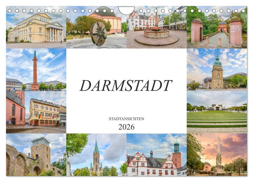 Darmstadt Stadtansichten (Wandkalender 2026 DIN A4 quer) CALVENDO Monatskalender