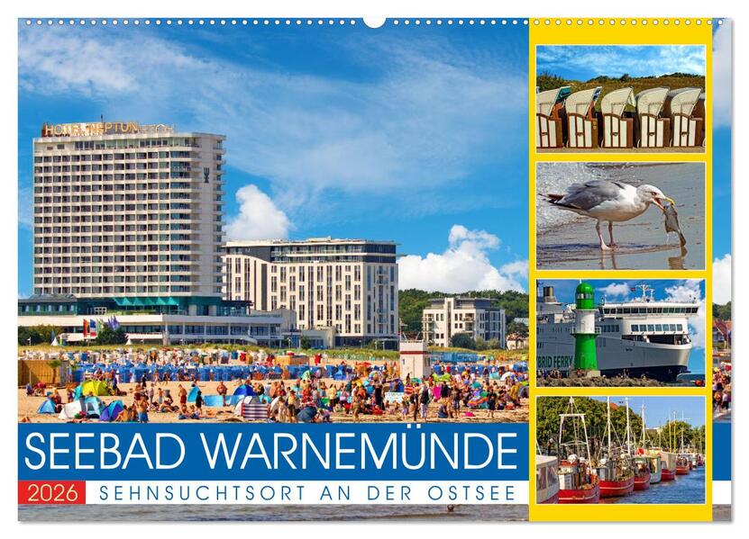 Seebad Warnemünde - Sehnsuchtsort an der Ostsee (Wandkalender 2026 DIN A2 quer) CALVENDO Monatskalender