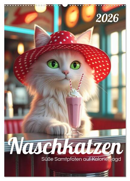 Naschkatzen - Süße Samtpfoten auf Kalorienjagd (Wandkalender 2026 DIN A2 hoch) CALVENDO Monatskalender
