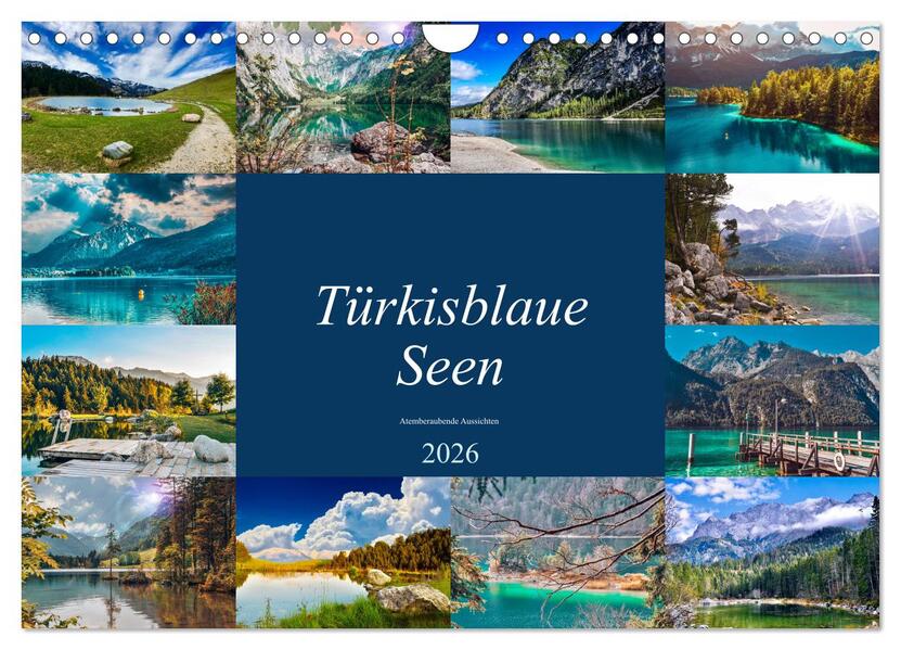 Türkisblaue Seen (Wandkalender 2026 DIN A4 quer) CALVENDO Monatskalender