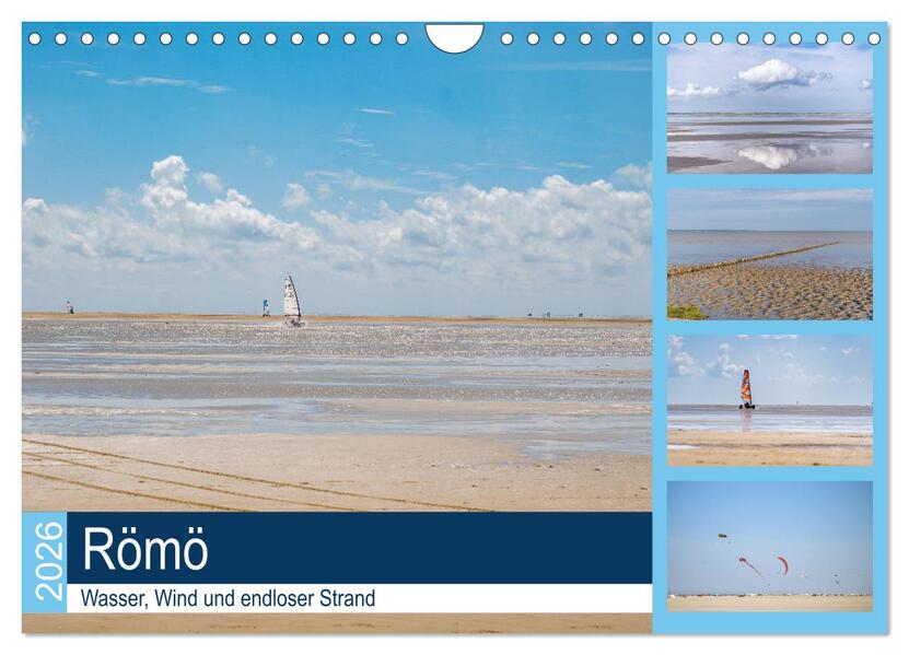 Römö - Wasser Wind und endloser Strand (Wandkalender 2026 DIN A4 quer) CALVENDO Monatskalender