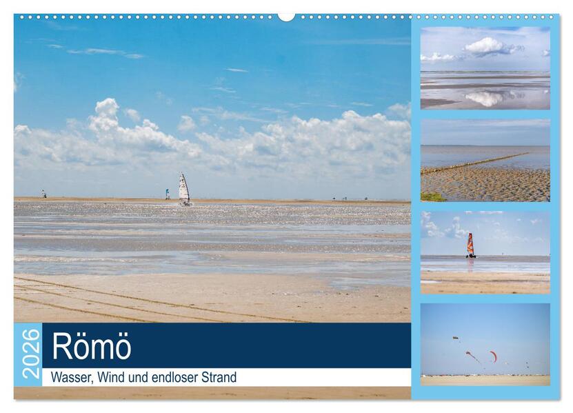 Römö - Wasser Wind und endloser Strand (Wandkalender 2026 DIN A2 quer) CALVENDO Monatskalender