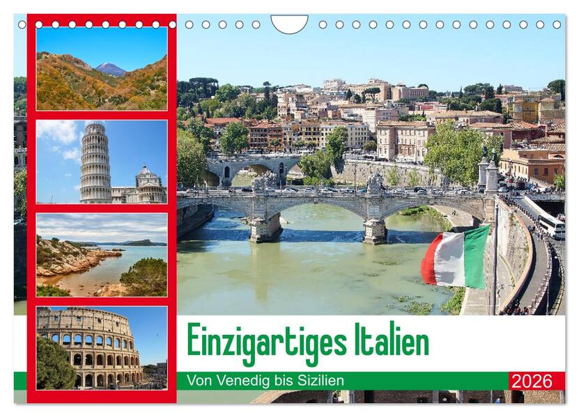 Einzigartiges Italien (Wandkalender 2026 DIN A4 quer) CALVENDO Monatskalender