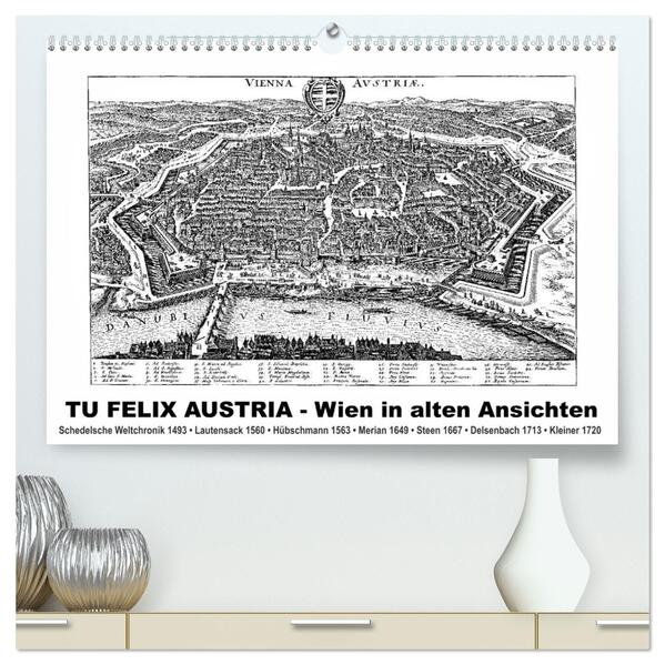 TU FELIX AUSTRIA - Wien in alten Ansichten (hochwertiger Premium Wandkalender 2026 DIN A2 quer) Kunstdruck in Hochglanz