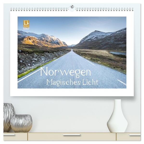 Norwegen Magisches Licht (hochwertiger Premium Wandkalender 2026 DIN A2 quer) Kunstdruck in Hochglanz