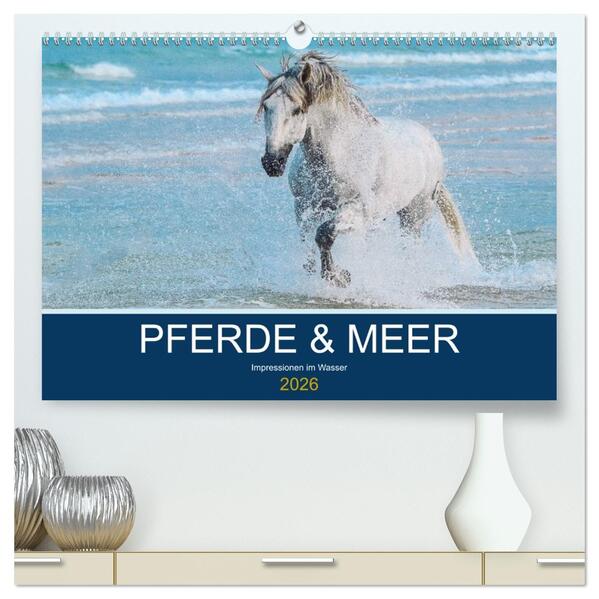 PFERDE & MEER (hochwertiger Premium Wandkalender 2026 DIN A2 quer) Kunstdruck in Hochglanz