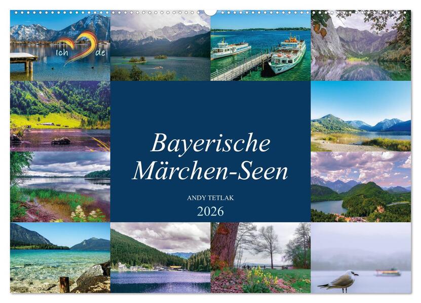Bayerische Märchen-Seen (Wandkalender 2026 DIN A2 quer) CALVENDO Monatskalender