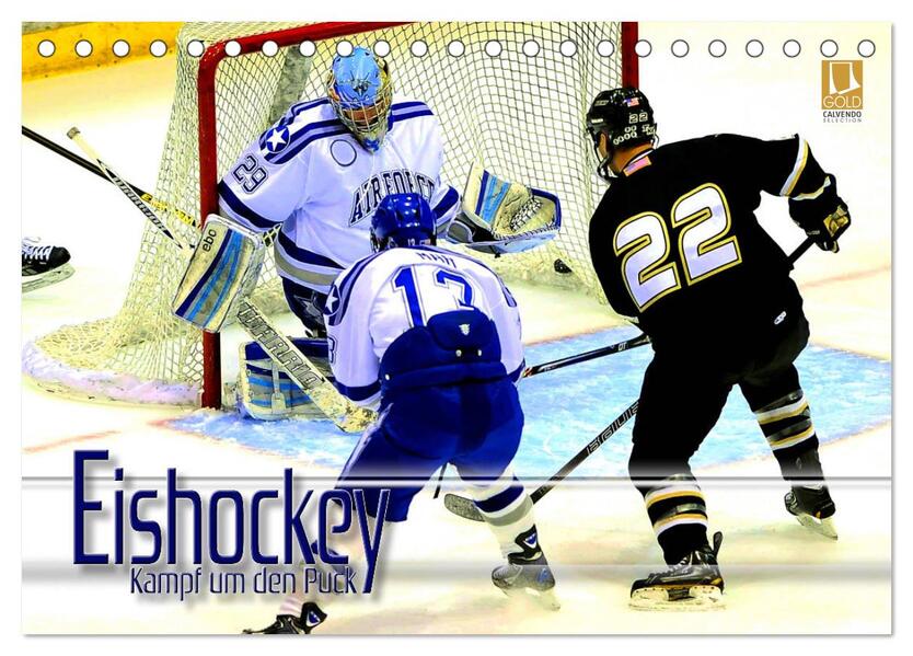 Eishockey - Kampf um den Puck (Tischkalender 2026 DIN A5 quer) CALVENDO Monatskalender