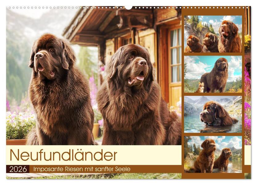Neufundländer. Imposante Riesen mit sanfter Seele (Wandkalender 2026 DIN A2 quer) CALVENDO Monatskalender