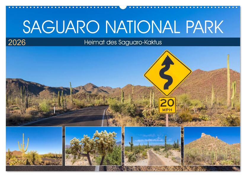 SAGUARO NATIONAL PARK Heimat des Saguaro-Kaktus (Wandkalender 2026 DIN A2 quer) CALVENDO Monatskalender