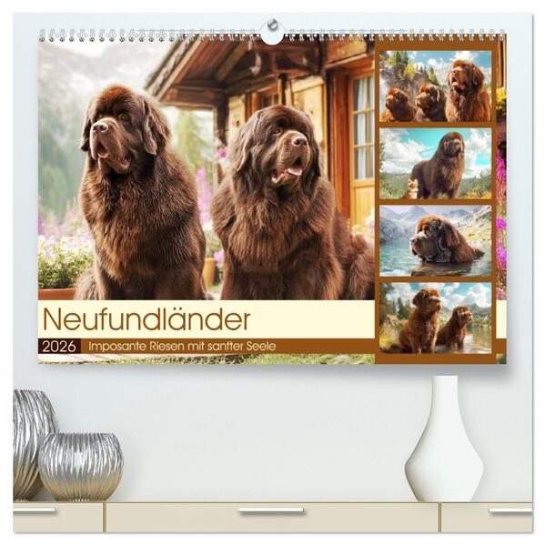 Neufundländer. Imposante Riesen mit sanfter Seele (hochwertiger Premium Wandkalender 2026 DIN A2 quer) Kunstdruck in Hochglanz