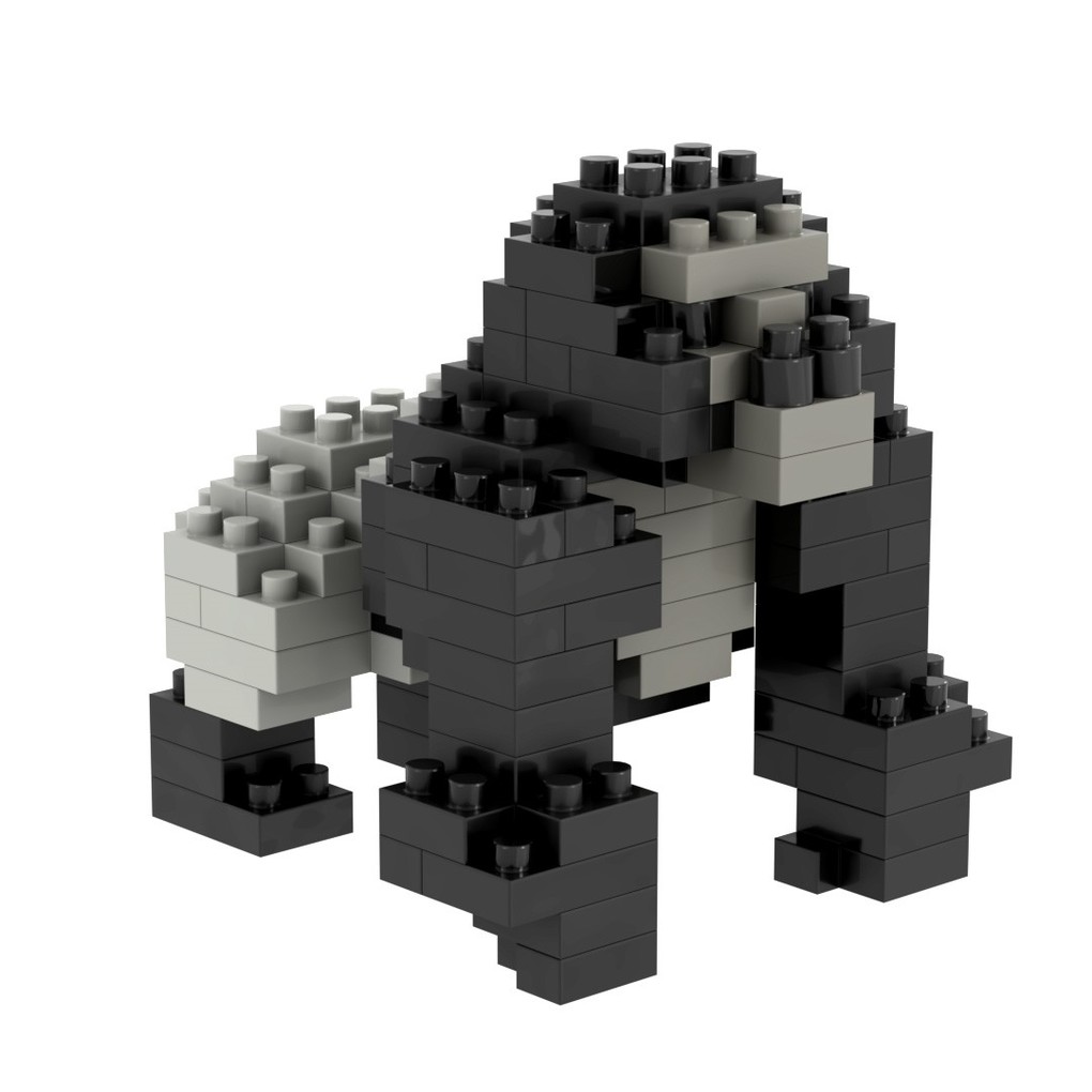 BRIXIES 200307 - Silberrücken Gorilla 3D Konstruktionsbausatz aus Klemmbausteinen