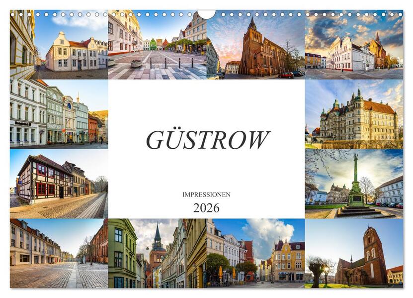 Güstrow Impressionen (Wandkalender 2026 DIN A3 quer) CALVENDO Monatskalender
