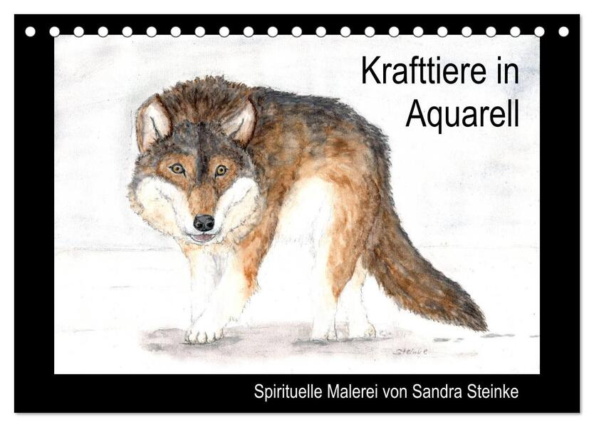 Krafttiere in Aquarell (Tischkalender 2026 DIN A5 quer) CALVENDO Monatskalender
