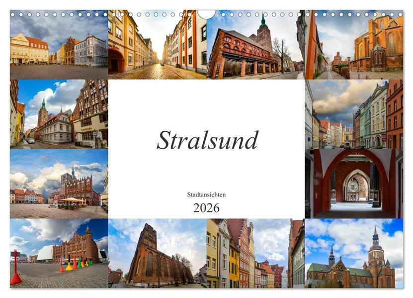 Stralsund Stadtansichten (Wandkalender 2026 DIN A3 quer) CALVENDO Monatskalender
