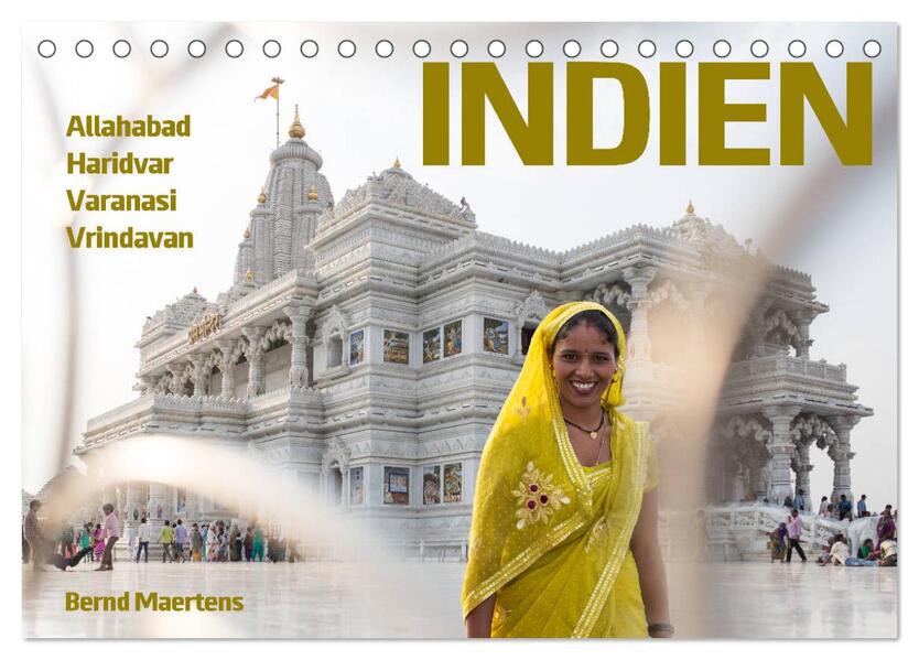 INDIEN Allahabad Haridwar Varanasi Vrindavan (Tischkalender 2026 DIN A5 quer) CALVENDO Monatskalender