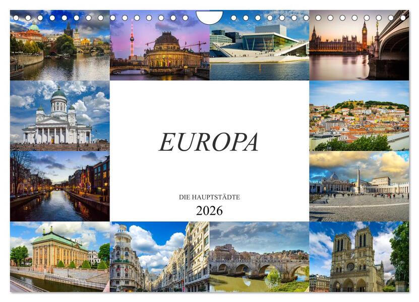 Europa Die Hauptstädte (Wandkalender 2026 DIN A4 quer) CALVENDO Monatskalender
