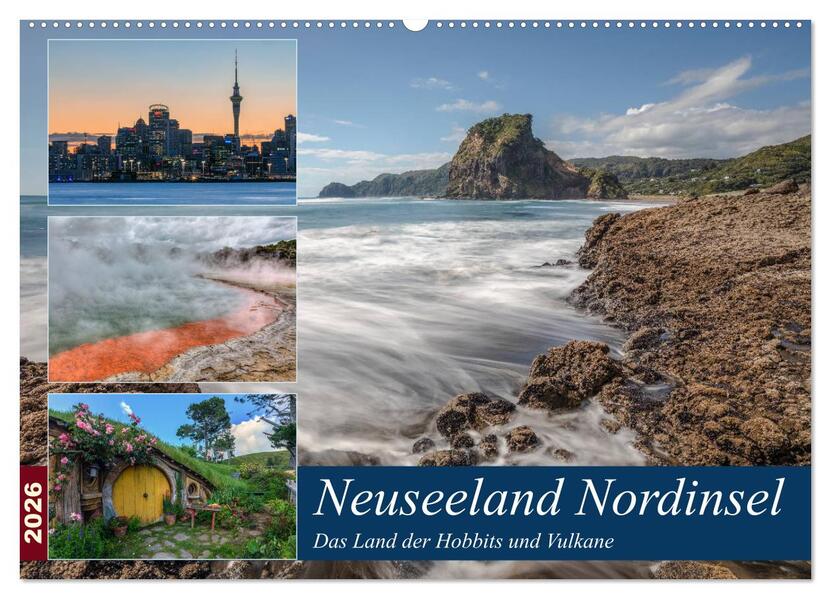 Neuseeland Nordinsel - Das Land der Hobbits und Vulkane (Wandkalender 2026 DIN A2 quer) CALVENDO Monatskalender