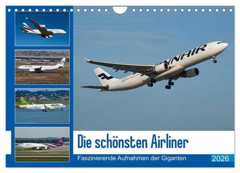 Die schönsten Airliner (Wandkalender 2026 DIN A4 quer) CALVENDO Monatskalender