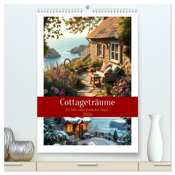 Cottageträume - Ein Jahr voller ländlicher Magie (hochwertiger Premium Wandkalender 2026 DIN A2 hoch) Kunstdruck in Hochglanz