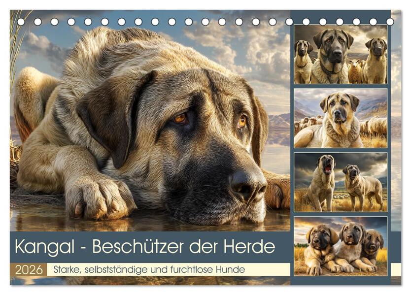 Kangal - Beschützer der Herde. Starke selbstständige und furchtlose Hunde (Tischkalender 2026 DIN A5 quer) CALVENDO Monatskalender