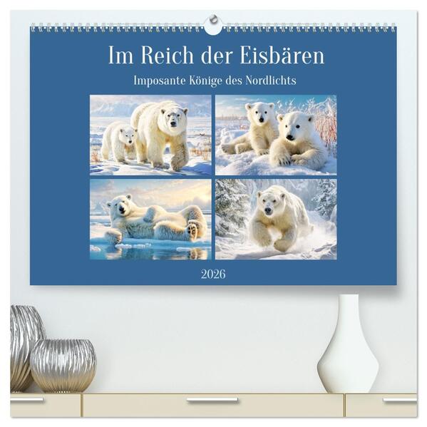 Im Reich der Eisbären. Imposante Könige des Nordlichts (hochwertiger Premium Wandkalender 2026 DIN A2 quer) Kunstdruck in Hochglanz