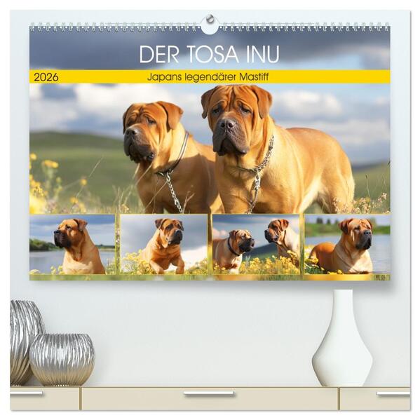 Der Tosa Inu. Japans legendärer Mastiff (hochwertiger Premium Wandkalender 2026 DIN A2 quer) Kunstdruck in Hochglanz