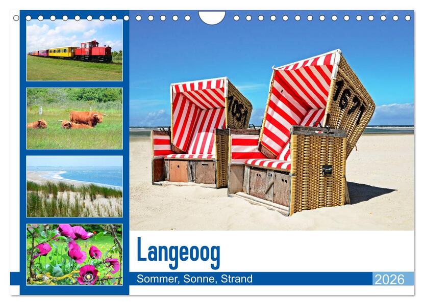 Langeoog - Sommer Sonne Strand (Wandkalender 2026 DIN A4 quer) CALVENDO Monatskalender