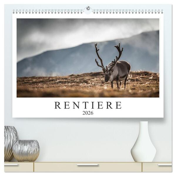 Rentiere (hochwertiger Premium Wandkalender 2026 DIN A2 quer) Kunstdruck in Hochglanz