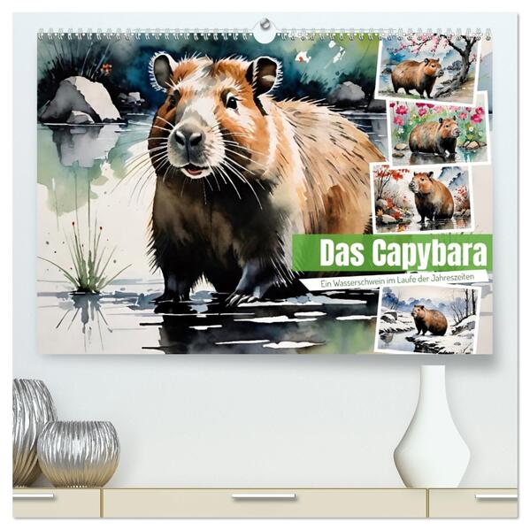 Das Capybara (hochwertiger Premium Wandkalender 2026 DIN A2 quer) Kunstdruck in Hochglanz
