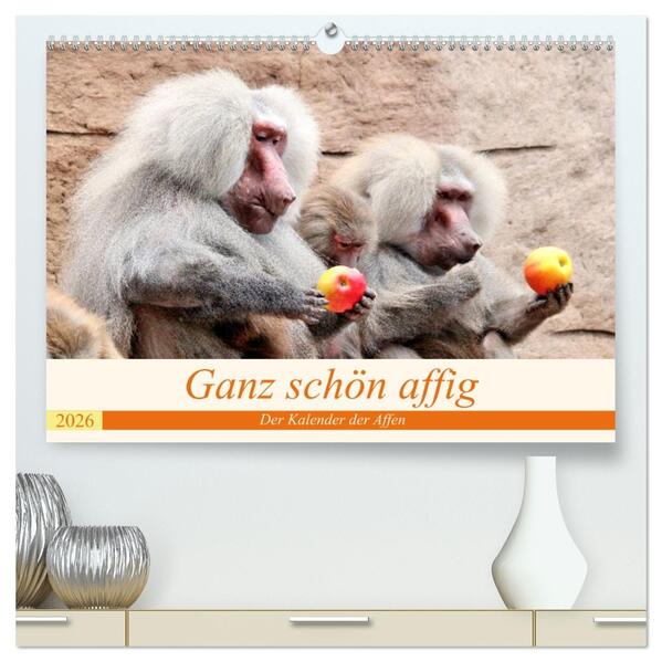 Ganz schön affig - Der Kalender der Affen (hochwertiger Premium Wandkalender 2026 DIN A2 quer) Kunstdruck in Hochglanz