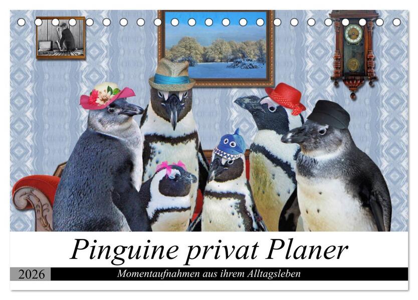 Pinguine privat Planer (Tischkalender 2026 DIN A5 quer) CALVENDO Monatskalender