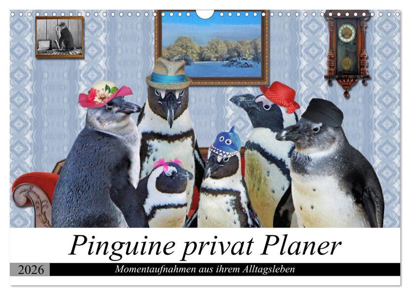 Pinguine privat Planer (Wandkalender 2026 DIN A3 quer) CALVENDO Monatskalender