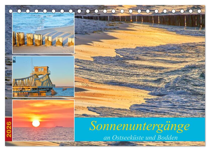 Sonnenuntergänge an Ostseeküste und Bodden (Tischkalender 2026 DIN A5 quer) CALVENDO Monatskalender