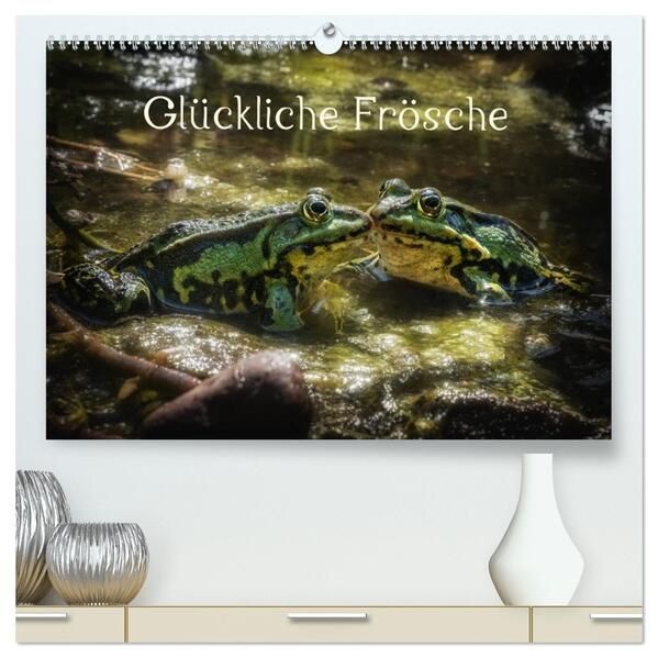 Glückliche Frösche (hochwertiger Premium Wandkalender 2026 DIN A2 quer) Kunstdruck in Hochglanz