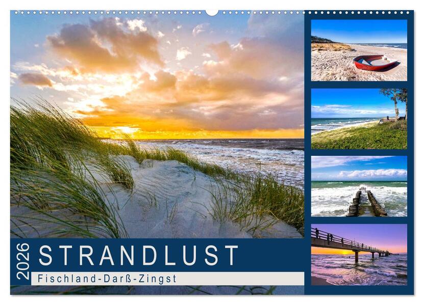 STRANDLUST: Fischland-Darß-Zingst (Wandkalender 2026 DIN A2 quer) CALVENDO Monatskalender