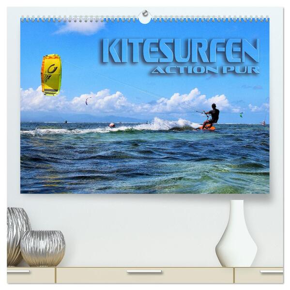 Kitesurfen - Action pur (hochwertiger Premium Wandkalender 2026 DIN A2 quer) Kunstdruck in Hochglanz