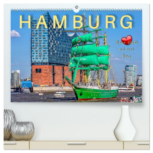 Hamburg - meine Stadt mit viel Herz (hochwertiger Premium Wandkalender 2026 DIN A2 quer) Kunstdruck in Hochglanz