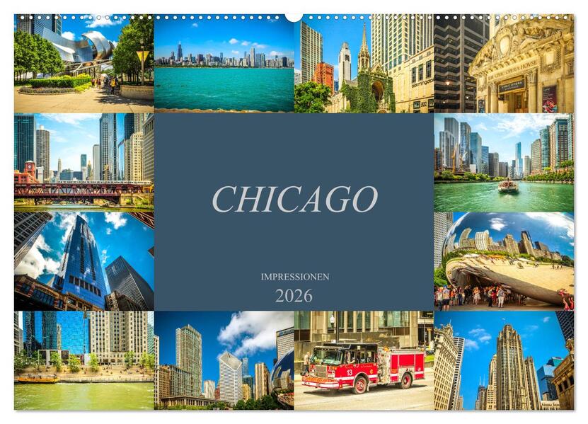 Chicago Impressionen (Wandkalender 2026 DIN A2 quer) CALVENDO Monatskalender