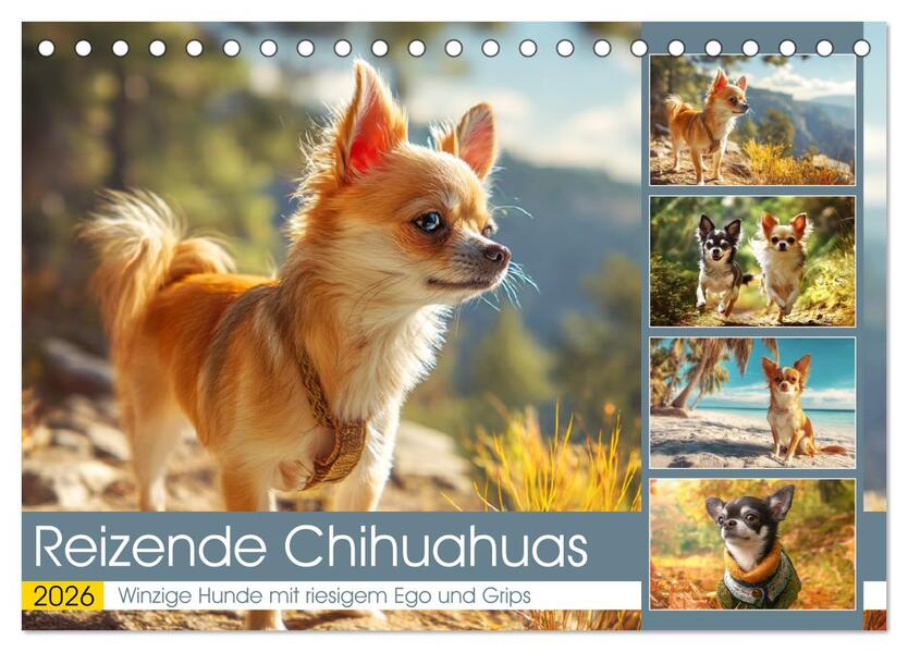 Reizende Chihuahuas. Winzige Hunde mit riesigem Ego und Grips (Tischkalender 2026 DIN A5 quer) CALVENDO Monatskalender