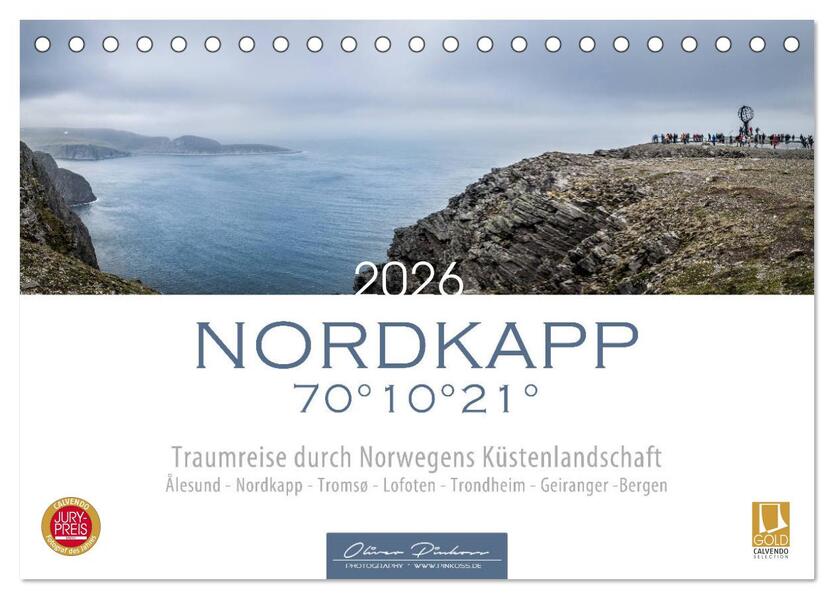 Nordkapp - Norwegens Küstenlandschaft (Tischkalender 2026 DIN A5 quer) CALVENDO Monatskalender