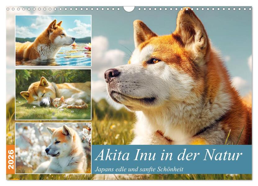 Akita Inu in der Natur. Japans edle und sanfte Schönheit (Wandkalender 2026 DIN A3 quer) CALVENDO Monatskalender