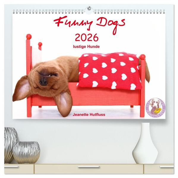 Funny Dogs (hochwertiger Premium Wandkalender 2026 DIN A2 quer) Kunstdruck in Hochglanz