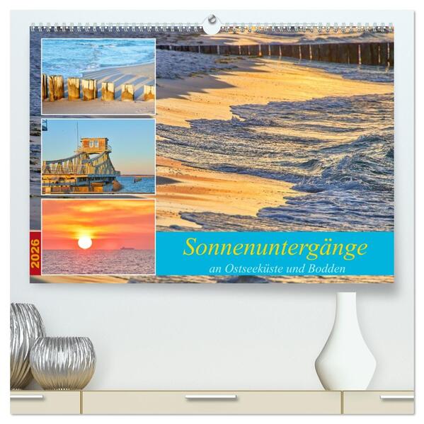 Sonnenuntergänge an Ostseeküste und Bodden (hochwertiger Premium Wandkalender 2026 DIN A2 quer) Kunstdruck in Hochglanz
