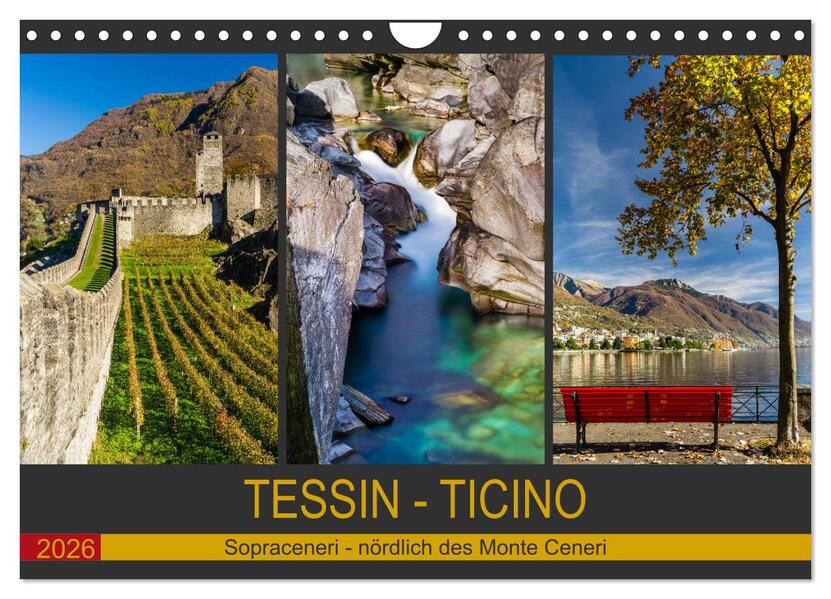 Tessin - Ticino (Wandkalender 2026 DIN A4 quer) CALVENDO Monatskalender