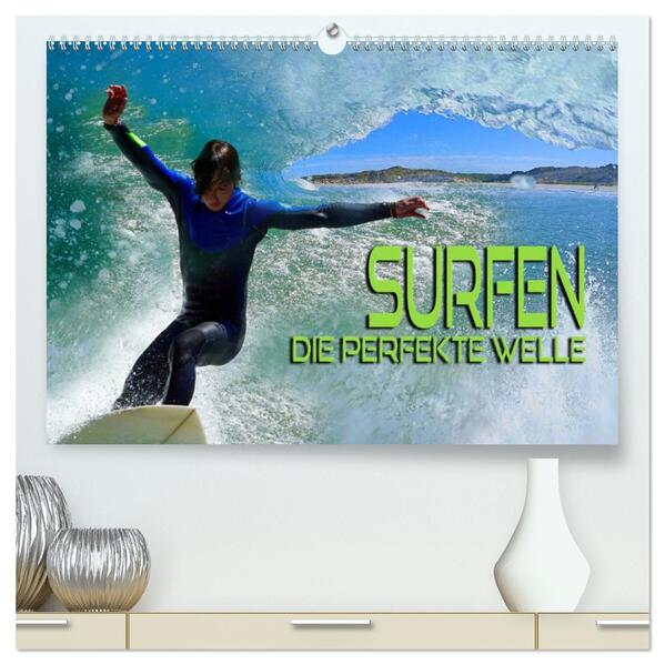 Surfen - die perfekte Welle (hochwertiger Premium Wandkalender 2026 DIN A2 quer) Kunstdruck in Hochglanz