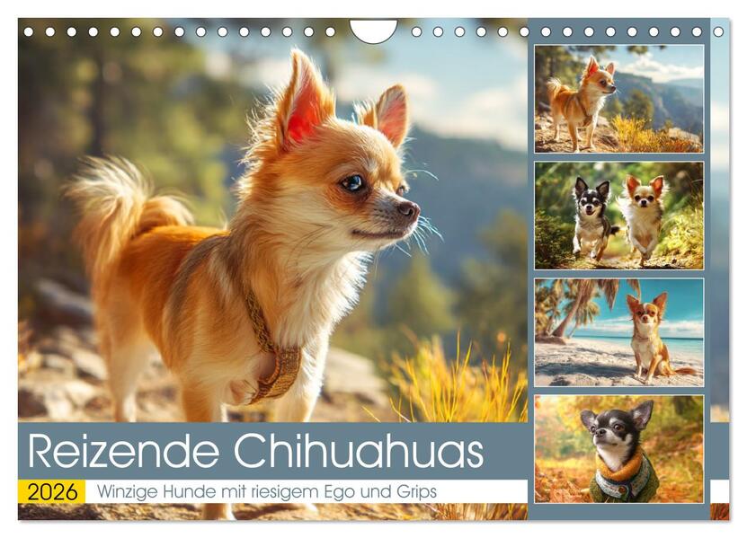 Reizende Chihuahuas. Winzige Hunde mit riesigem Ego und Grips (Wandkalender 2026 DIN A4 quer) CALVENDO Monatskalender