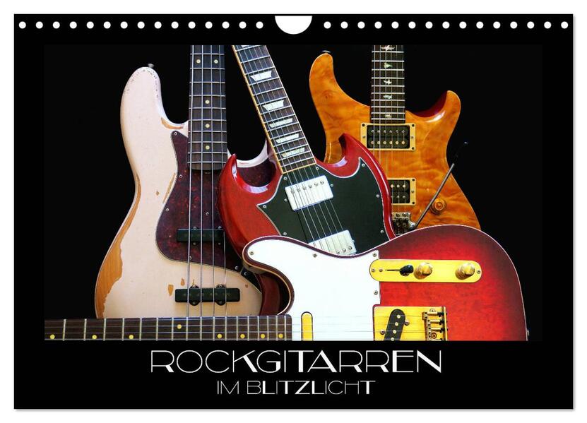 Rockgitarren im Blitzlicht (Wandkalender 2026 DIN A4 quer) CALVENDO Monatskalender